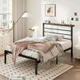 thumbnail image 6 of Allewie Twin Size Metal Platform Bed Frame with Brown Shelf, Vintage Headboard, Adult, 6 of 8