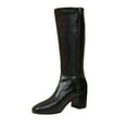 thumbnail image 2 of Viluyesy Womens Knee High Boots, Pointed Toe Chunky Heels Faux PU Leather Zipper Classic Dress Tall Boots Black US6.5, 2 of 9