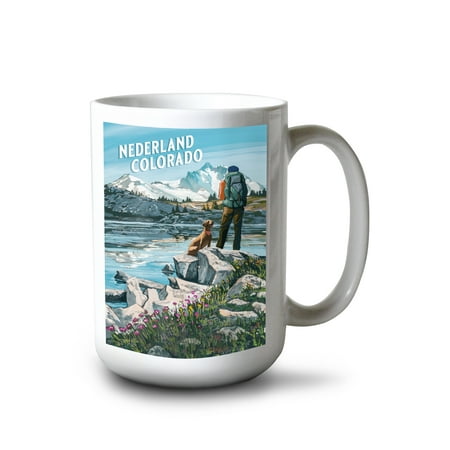 

15 fl oz Ceramic Mug Nederland Colorado Get Out and Hike Dishwasher & Microwave Safe