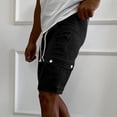 thumbnail image 2 of HOOMEUMY Men's Summer Shorts Cotton Linen Drawstring Elastic Waist Workout Breathable Stretch Beach Shorts with Pockets Black M, 2 of 6