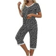 thumbnail image 6 of Jamicy Sleepwear for Women Gift for Women Women's Pajama Set Short Sleeve Shirt and Capri Pants Sleepwear Pjs Sets with Pockets, 6 of 9