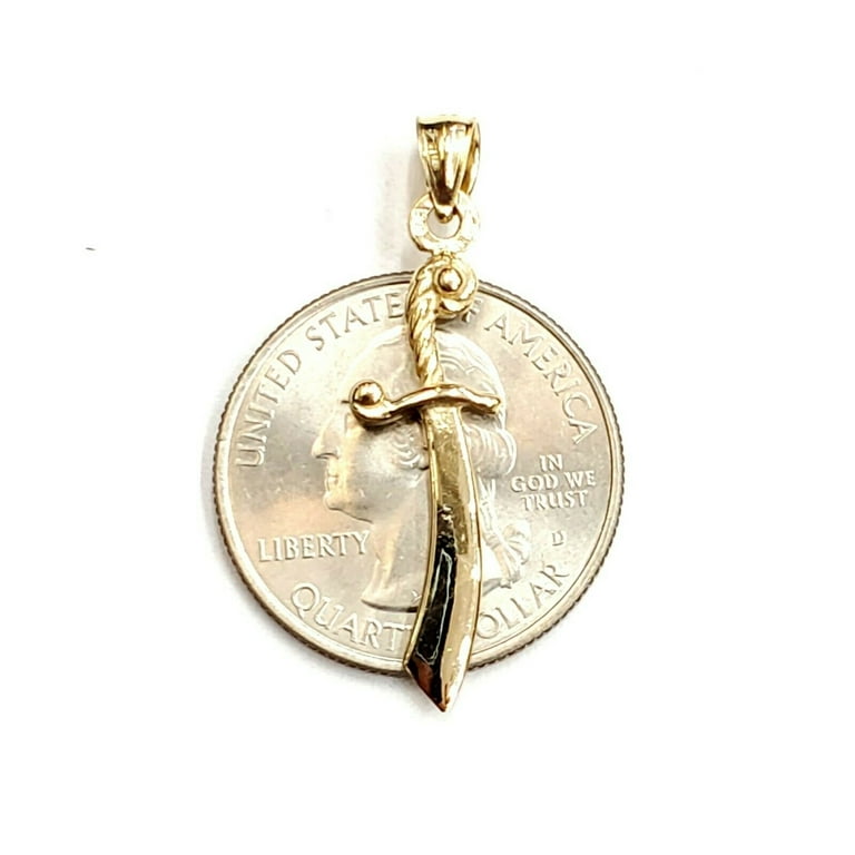 New 14k yellow Gold solid sword Machete Pendant charm gift fine