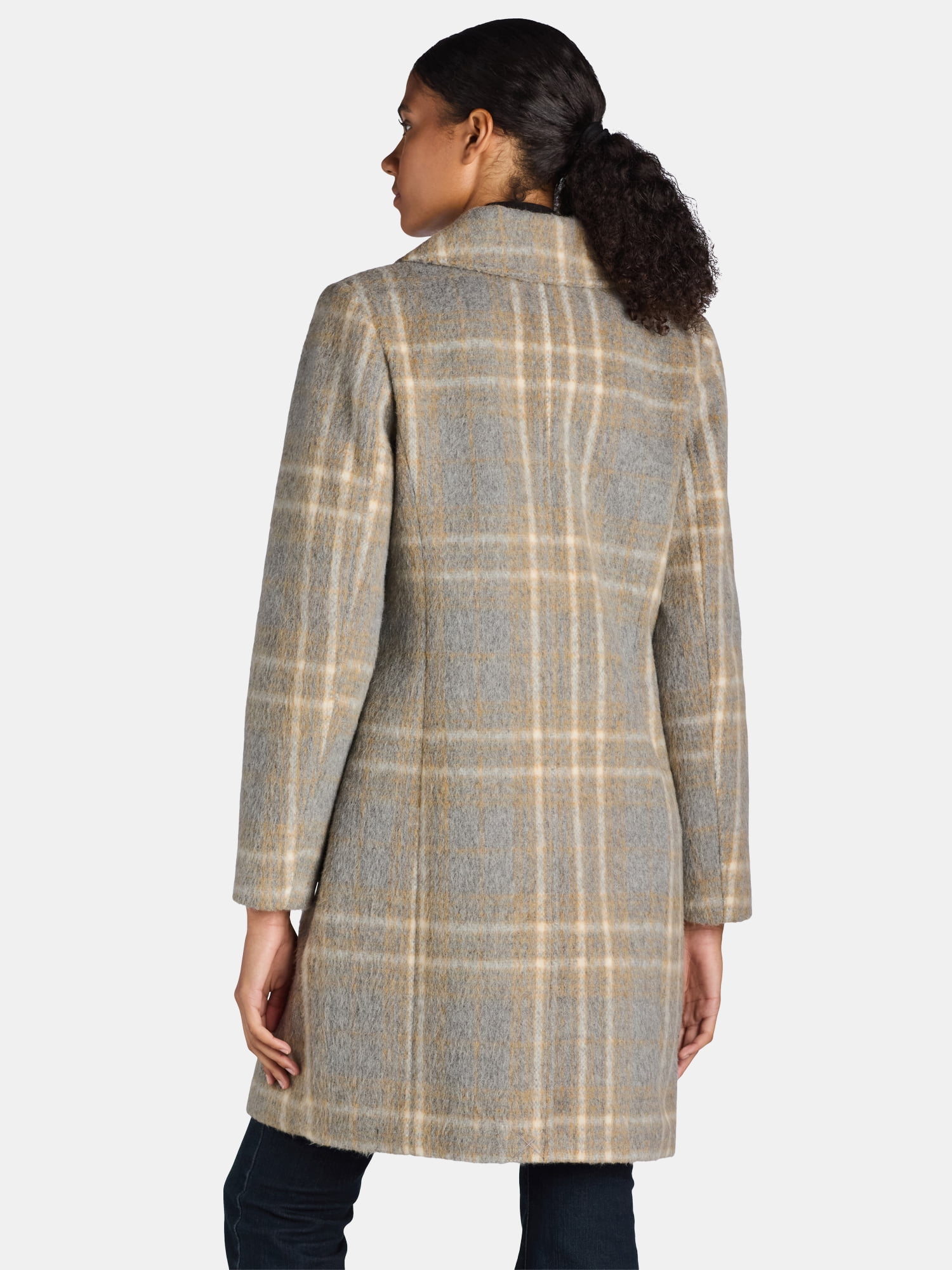Time and Tru Women's and Women's Plus Faux Wool Boyfriend Coat, Sizes XS-3X