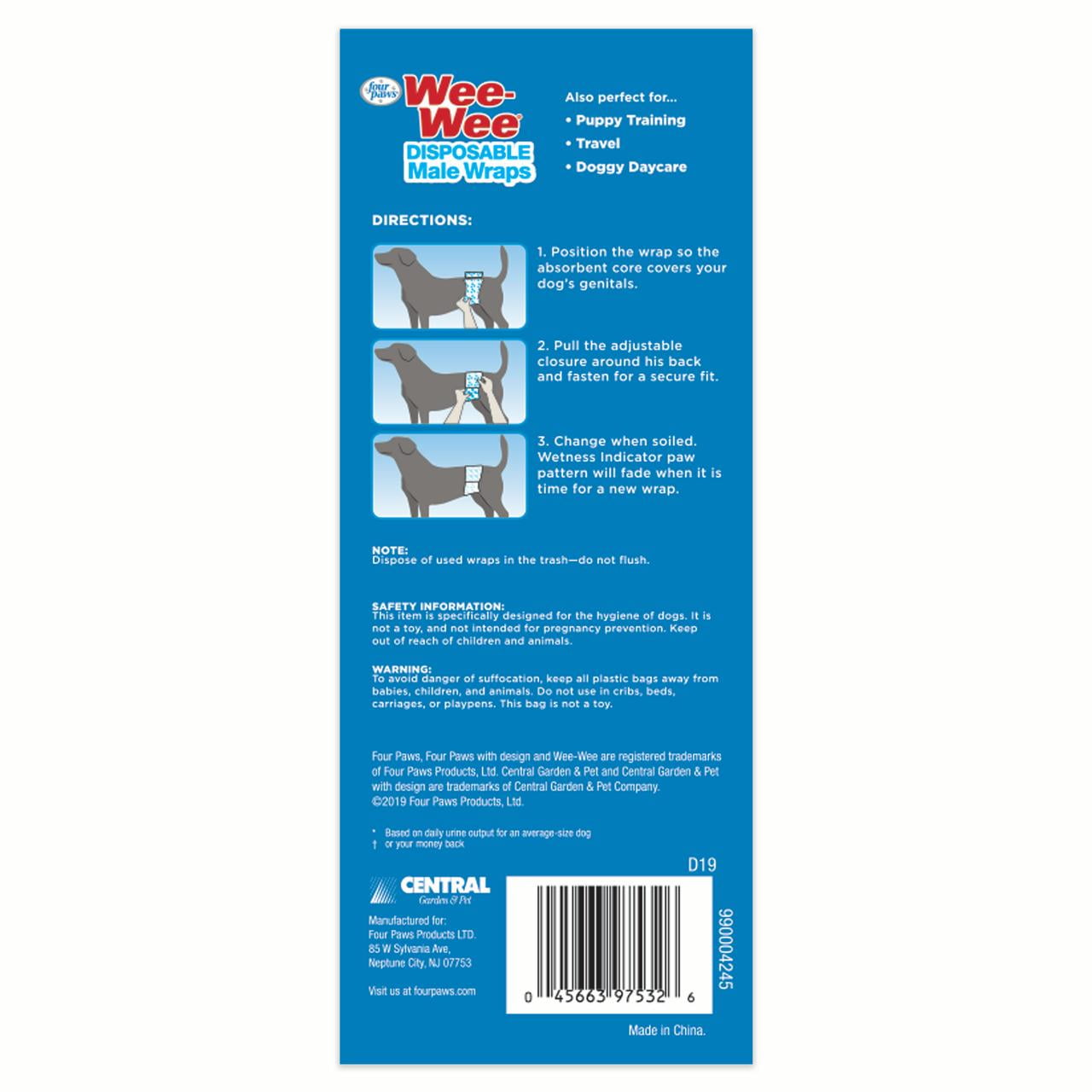 Wee-Wee Disposable Male Dog Wraps