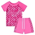 thumbnail image 4 of Girls Two Piece Swimsuits Short Sleeve Bathing Suits Shorts Summer Beach Rash Guard Tankinis Swimwear for Kids 4-12Y, 4 of 18