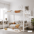 thumbnail image 4 of Zimtown Loft Bed Queen Size with LED and Charging Station, Metal Bunk Bed Frame,Heavy Duty Metal Slat Support,White, 4 of 9