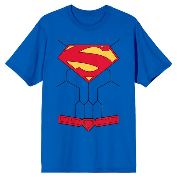 Justice League Superman Crest and Belt Men's Royal Blue T-shirt-Medium