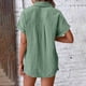 thumbnail image 5 of Sudadera con capucha,Blusa informal de manga corta para mujer, cuello redondo, tejido de imitación de rejilla, corte holgado para uso diario, sopatenor, 5 of 8