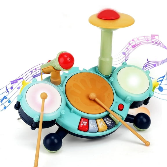 JBeeCtrl Toddler Drum Set for Kids 1-4 Kids Drum Set for 1-5 with 2 Sticks Musical Toys for 1 2 3 Year Old Boys Instrument Learning Developmental Baby BirthdayGift Blue