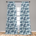 thumbnail image 5 of Ambesonne Palm Curtains, Bicolour Exotic Tree Sketches, Pair of 28"x95", Dark Sky Blue Seafoam, 5 of 5