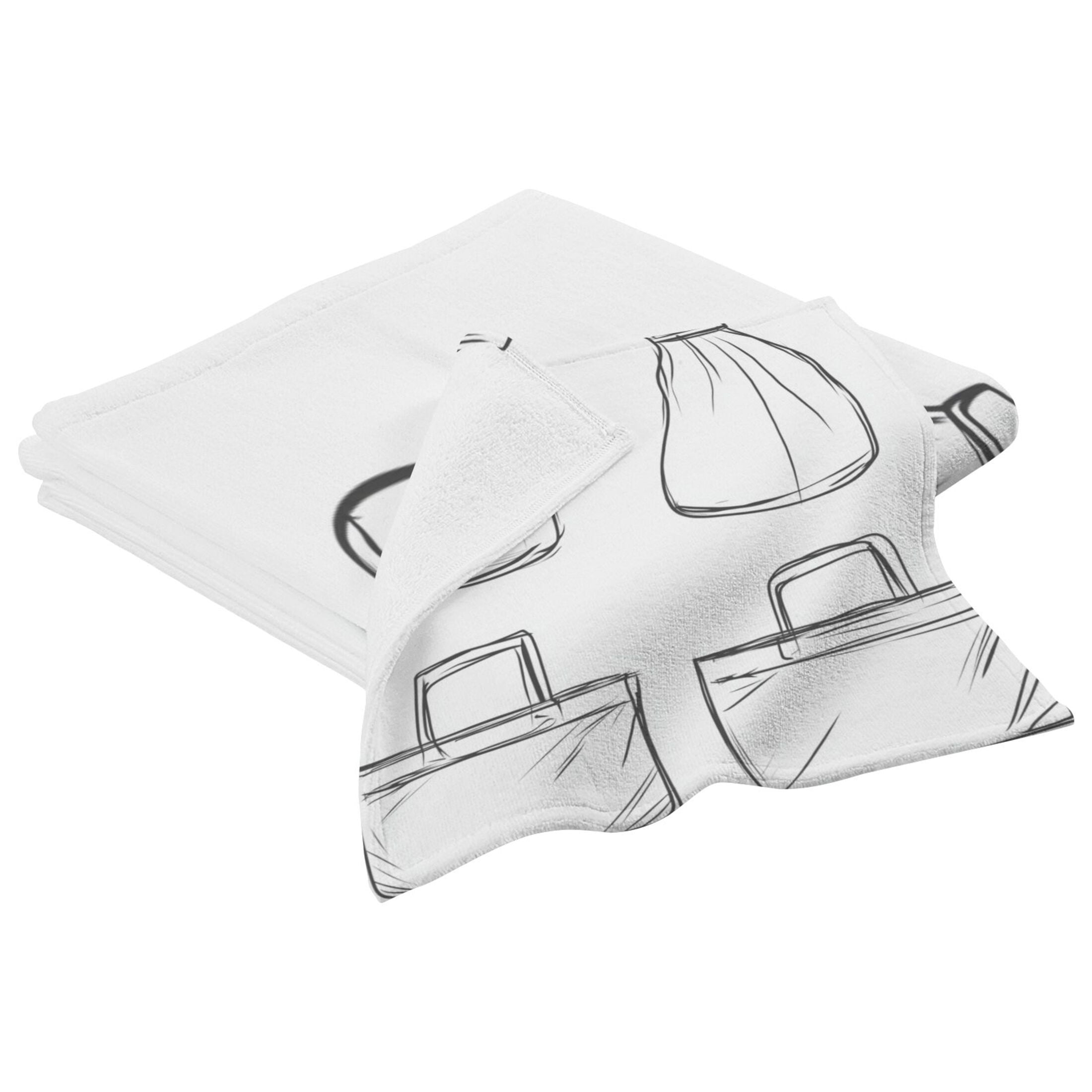 Hand Drawn Bag 2 Piece Cotton Bath and Face Towel Set Soft and Absorbent, for Beach Pool Bathroom