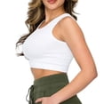 thumbnail image 2 of Yelete White Womens Ribbed High Neck Cropped Tank Top 2 Sizes Lots of Stretch, 2 of 4