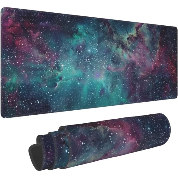 Galaxy Gaming Mouse Pad, Universe Space Waterproof and Non-Slip Mousepad, Extended XL 31.5 x 11.8inches Desk Mat, 3mm Thick Rubber Base Desk Pad for Office Home