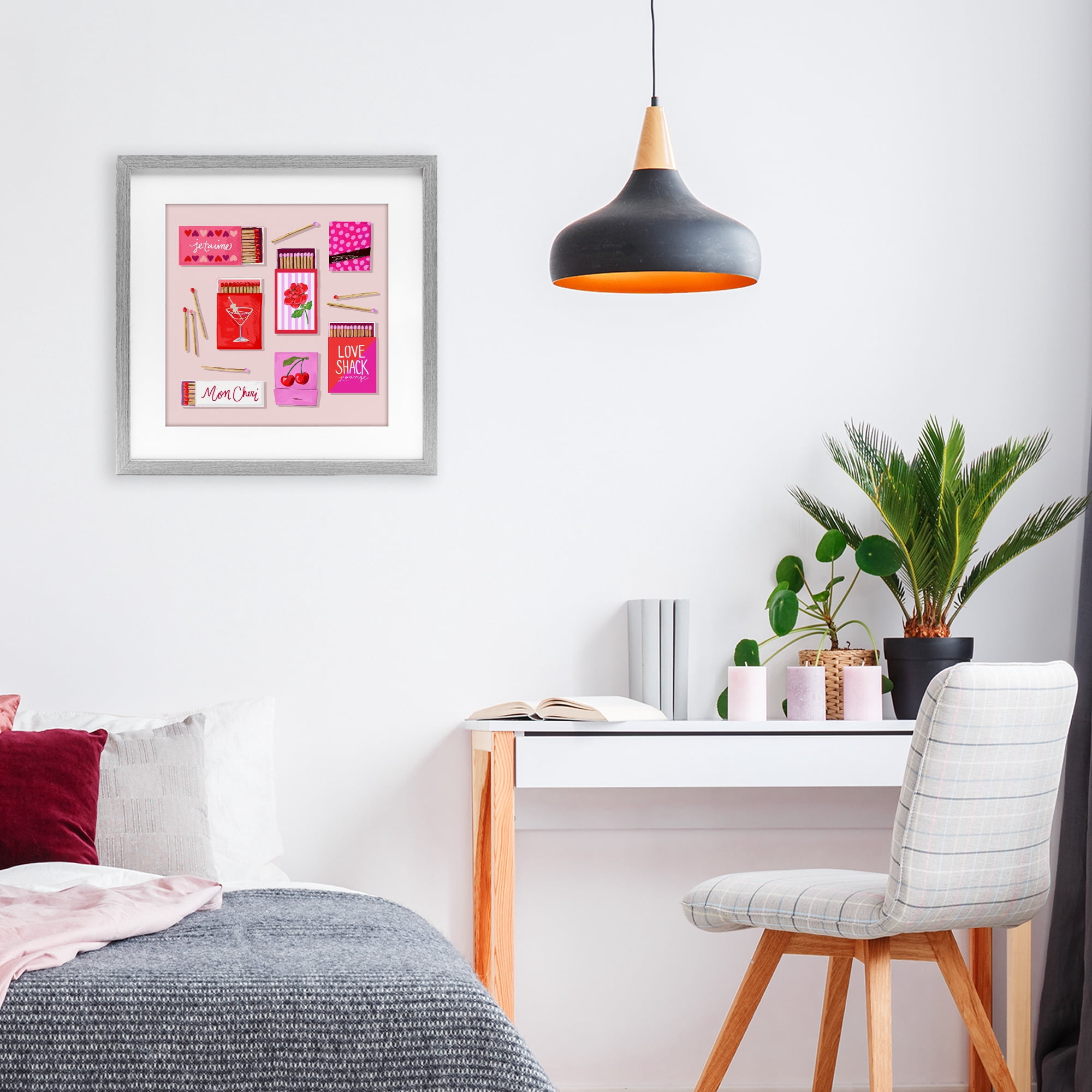 Stupell Industries Je T'aime Romantic Matchbox Set Gray Framed Print Under Glass, design by Rachael Reese