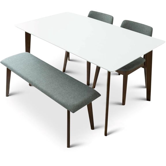 Siriana Modern Solid Wood Walnut Dining Room & Kitchen 4 Piece Furniture Set