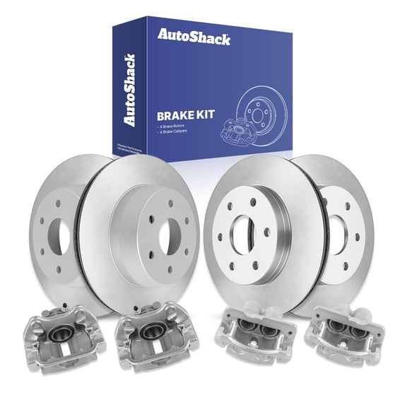 AutoShack Front & Rear Brake Rotors & Calipers for Chevrolet & GMC, Silverado 1500 2003-2004 Sierra 1500 2003-2004, 4WD AWD RWD V6 4.3L V8 4.8L 5.3L 6.0L