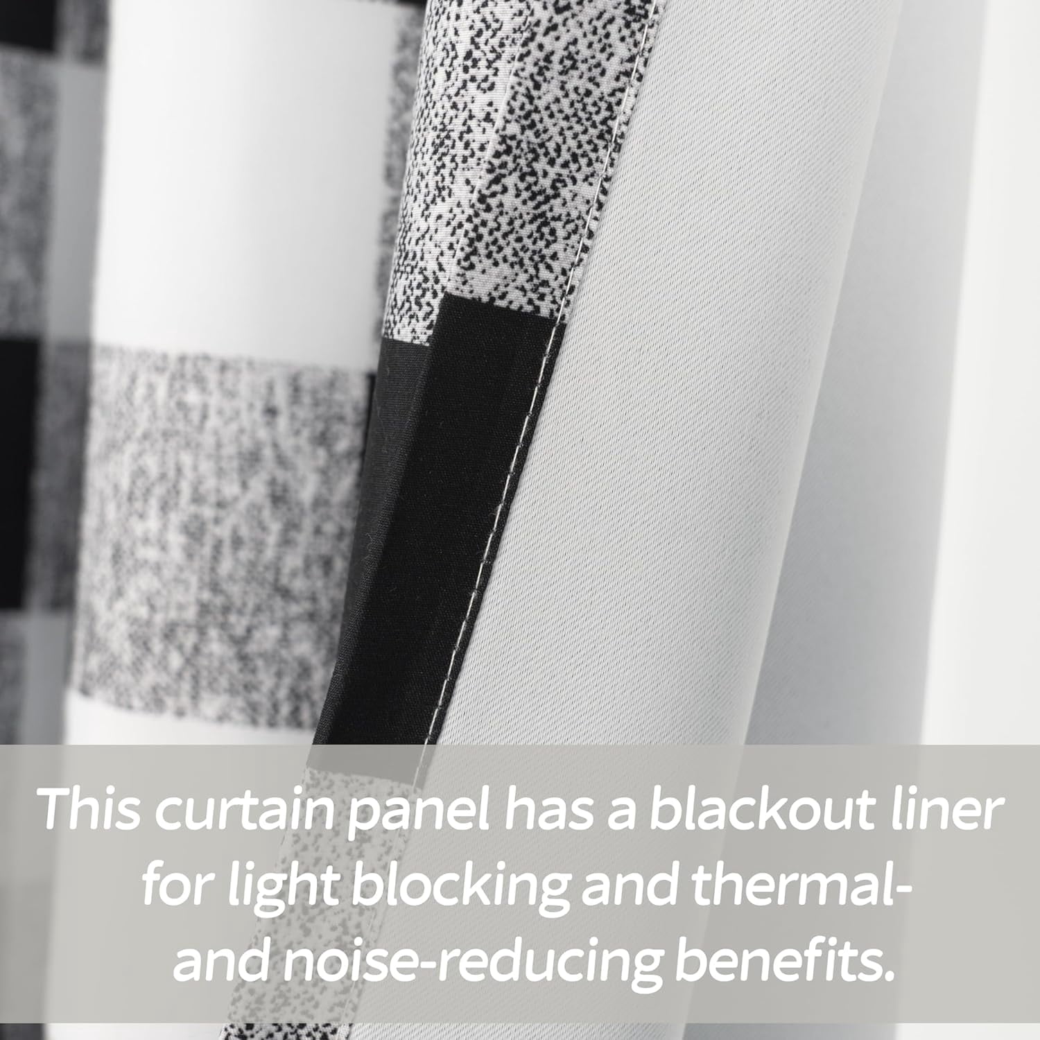 DriftAway Buffalo Checker Pattern Lined Thermal Insulated Blackout and Room Darkening Grommet Window Curtains Printed Plaid 2 Layer Set of 2 Panels
