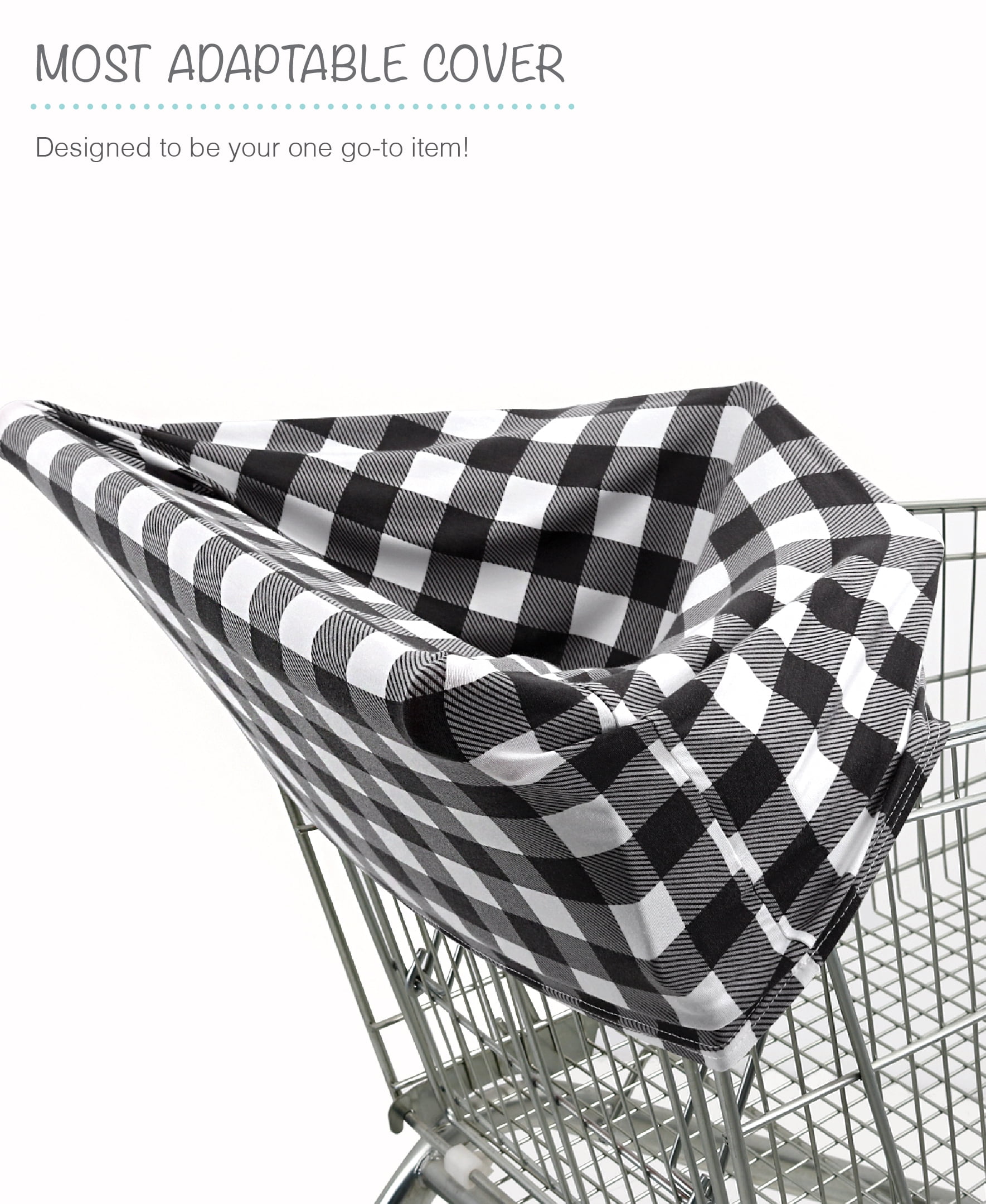 The Peanutshell Baby Nursing Cover, Car Seat Canopy, 6 in 1 Multiuse, Black and White Plaid