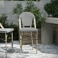 thumbnail image 6 of Merrick Lane Set of Two Stacking Bistro Style Counter Stools with Black and White Textilene Seats and Light Bamboo Metal Frames for Indoor/Outdoor Use, 6 of 12