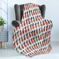 thumbnail image 4 of Abstract Soft Flannel Fleece Throw Blanket, Pineapples with Triangles Lines and Checkered Squares Fruit Design, Cozy Plush for Indoor and Outdoor Use, 60" x 80", Dark Coral Dark Blue, by Ambesonne, 4 of 5