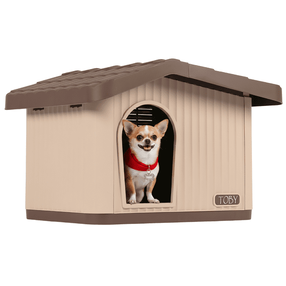 Casa para Mascota Poli Pets Galway Café 60 cm para Razas Chicas Resistente con Ventilación y Piso Elevado