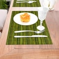 thumbnail image 5 of YFYANG Washable Heat-Resistant Placemats, 70% PVC/30% Polyester, Green Vintage Stripe Pattern Kitchen Table Mat, 12" x 18" 4 Piece, 5 of 6