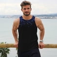 thumbnail image 6 of Gukieu Black Blue Glitter Sparkles Print Men's Quick Dry Fitness Vest, Round Neck Sleeveless Fitness Bodybuilding Top-X-Large, 6 of 7