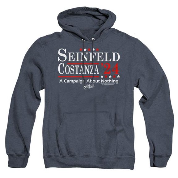 Trevco WBT1218-AHH-5 Seinfeld & Election Tee Adult Heather Hoodie, Navy - 2X
