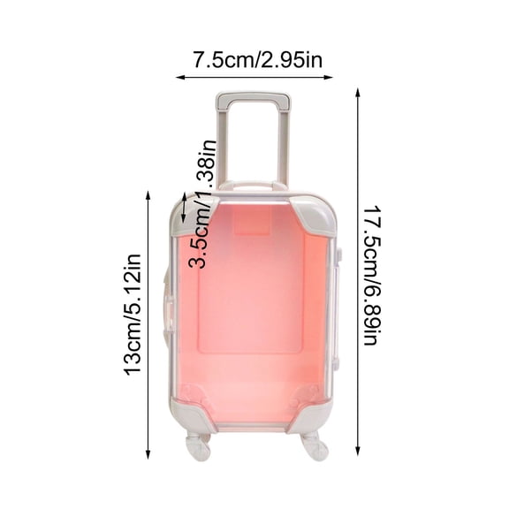 Rkxzt Storage Box Transparent Mini Suitcase Puzzle Storage Case with Wheels and Handle for Travel Organization Home Storage|Plastic,Pink
