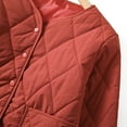 thumbnail image 6 of Lovskoo Womens Winter Coats Quilted Jacket Long Sleeve Diamond Plaid Pockets Collarless Lightweight Cotton Padded Jacket Red, 6 of 9