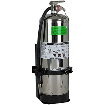 Amerex Water Fire Extinguisher with Heavy Duty Vehicle Bracket, Stainless Steel, 7.5 lb