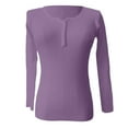 thumbnail image 6 of Arlun Womens Long Sleeve T Shirts Button up Long Sleeve Ribbed Fall Tops Dressy Business Casual Basic Slim Fit V-Neck Base Layer Sweater Soft Comfort Oufirts Purple L, 6 of 6