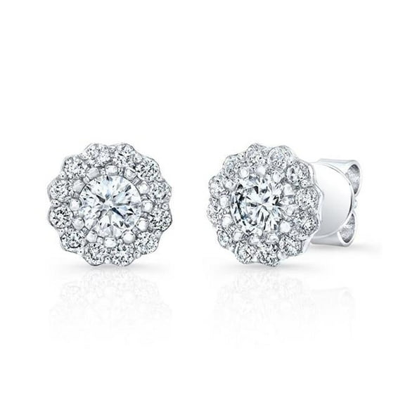 Harry Chad Enterprises 62802 2.24 CT Prong Set Brilliant Diamonds Stud Halo Earring, White Gold