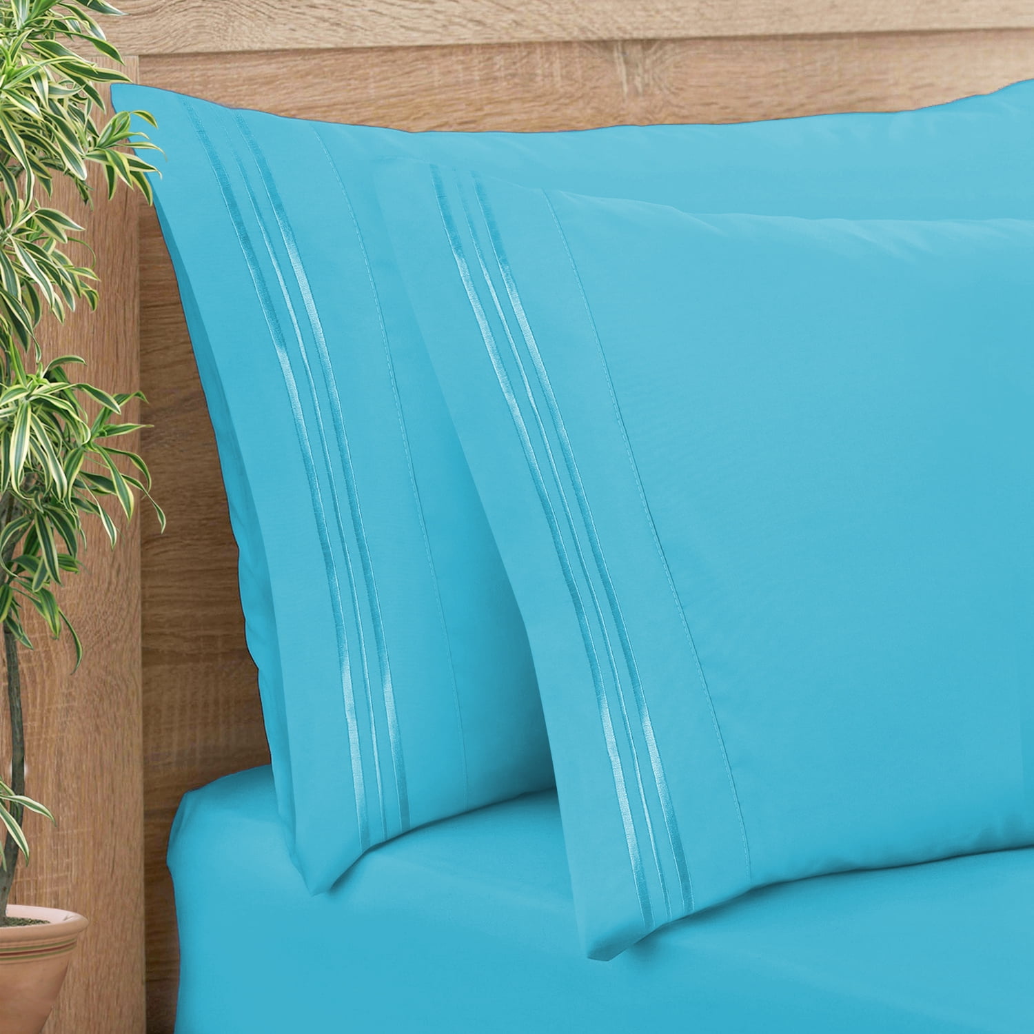 Clara Clark Pillow Cases Premier 1800 Microfiber Collection Pillow Case Set Of 2 Pieces, Standard Size, Beach Blue
