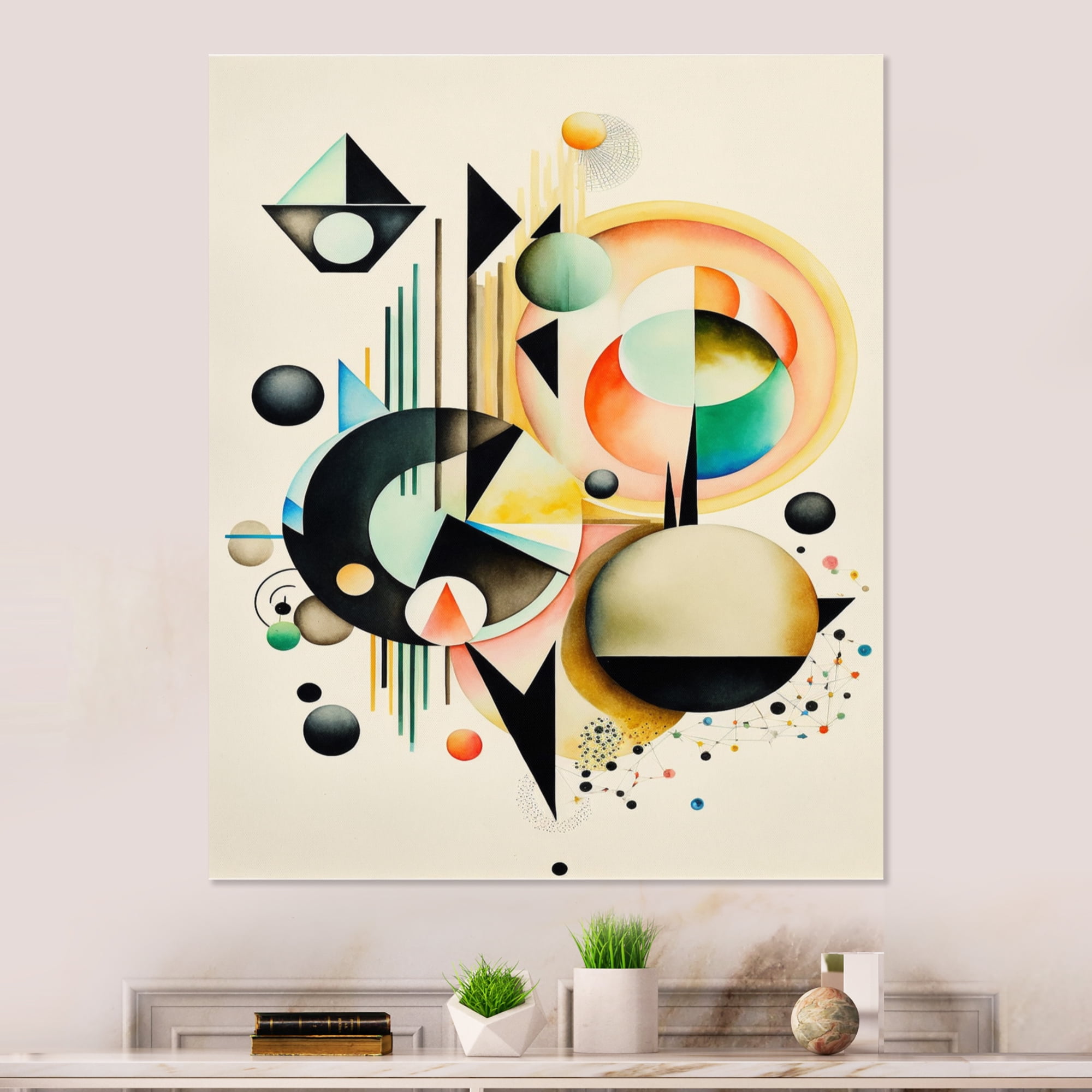 Designart Pastel Minimalist Multi Shape Art IV Canvas Wall Art