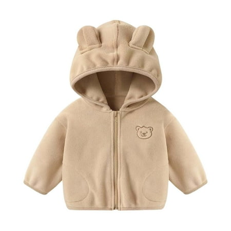 

EHQJNJ Baby Boy Jackets Girl and Boy Jacket Casual Fuzzy Zip up Plush Thick Warm Hoodie Coat Toddler Fall Winter Children Blouse Outfit Outdoor Toddler Winter Jacket Boy Tan 2-3 Years