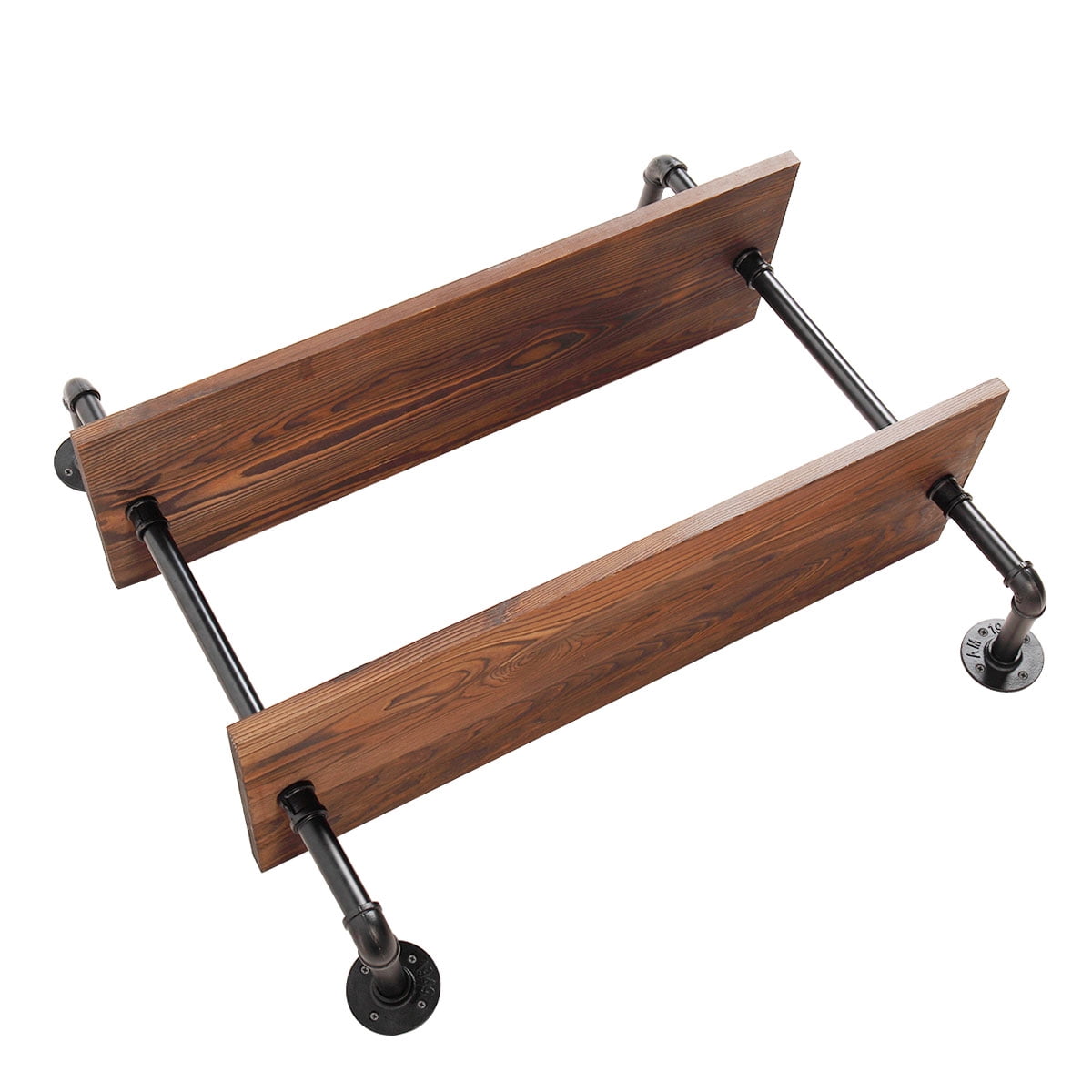 Kepooman Industrial Wall Mounted 2-Tier Pipe Shelving, Home Decor Wooden Floating Shelves Kepooman Industrial Wall Mounted 2-Tier Pipe Shelving, Home Decor Wooden Floating Shelves