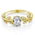 thumbnail image 3 of Gem Stone King 18K Yellow Gold Plated Silver 1.21 Ct Oval White Topaz Greek Olive Vine Branch Engagement Ring, 3 of 7