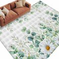 thumbnail image 2 of Area Rug for Living Room, Green Eucalyptus Leaves Non-Slip Indoor Large Carpet for Bedroom/Dining Room, Daisy Summer Botanical Watercolor Plaid Washable Low-Profile Floor Runner Rugs - 6 x 9 Ft, 2 of 7