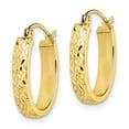 thumbnail image 2 of Auriga Fine Jewelry 10K Yellow Gold Diamond-cut Oval Hoop Earrings for Women, 2 of 5