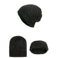 thumbnail image 3 of Xfvqtps Mens Beanie Knitted Mixed Color Horizontal Stripe Plush Lining Thickened Slouchy Stretch Fashion Windproof Coldproof Outdoor Warm Winter Hat Black, 3 of 7