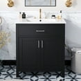 thumbnail image 5 of Harper & Bright Designs 30" Bathroom Vanity with Ceramic Sink, Bathroom Vanity Cabinet with Storage Door and Built-in Hidden Drawer, Black, 5 of 14