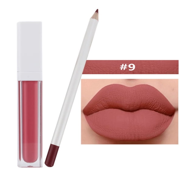 Hot6sl Ofertas Del Día Juego de 2 Lápices de Brillo Labial 21 Colores, Brillo Labial, Brillo Labial, No Se Desvanece, No Se Pega a La Taza, Mate, 2 Juegos (1 Lápiz Labial + 1 Brillo Labial)