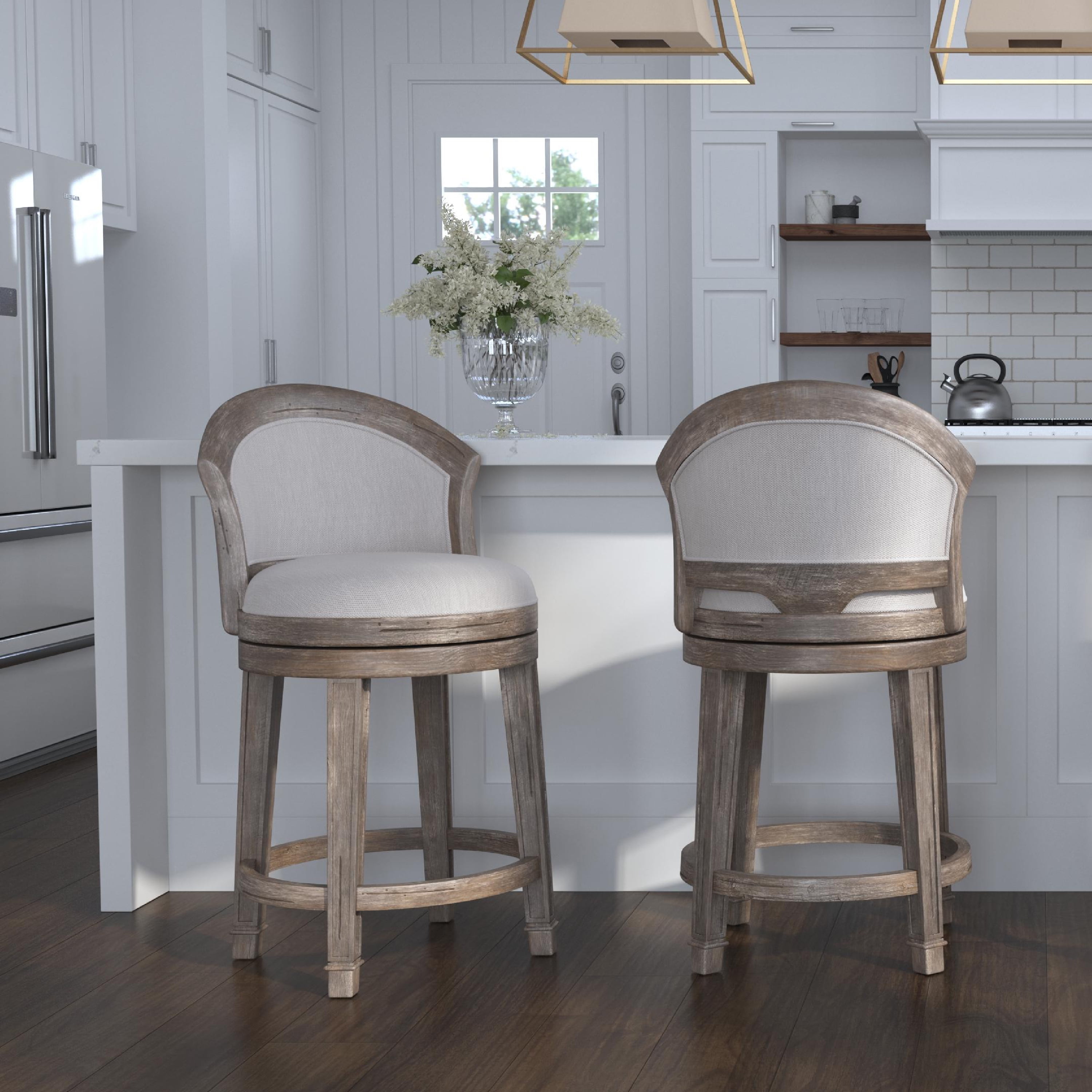 Hillsdale Furniture Monae Wood Upholstered Counter Height Swivel Stool, Distressed Dark Gray