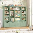 thumbnail image 6 of Hiphuta 55"W Kid Toy Storage Organizer with Sliding Bookshelf, Kid Bookcase with 4 Removable Drawers and Bins, for Children's Bedroom Playroom, Green, 6 of 7
