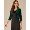 thumbnail image 4 of DARING DIVA Velvet Shrug Open Front Bolero Cropped Cardigan Top S Dark Green, 4 of 6