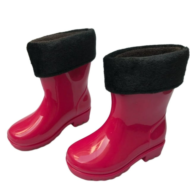Zwiiyzr 2025 Bottes de Pluie Chaudes en Molleton pour Bébé Enfants Unisexe Souples Antidérapantes Imperméables en Caoutchouc Bottes d'Eau pour Filles et Garçons Rouge