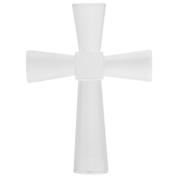IBASETOY White Crystal Cross Figurine Decorative Standing Cross Ornament with Smooth Edges for Home Or Desk