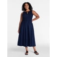 thumbnail image 2 of Time and Tru Women’s Sleeveless Henley Midi Dress, Sizes XS-XXXL, 2 of 5