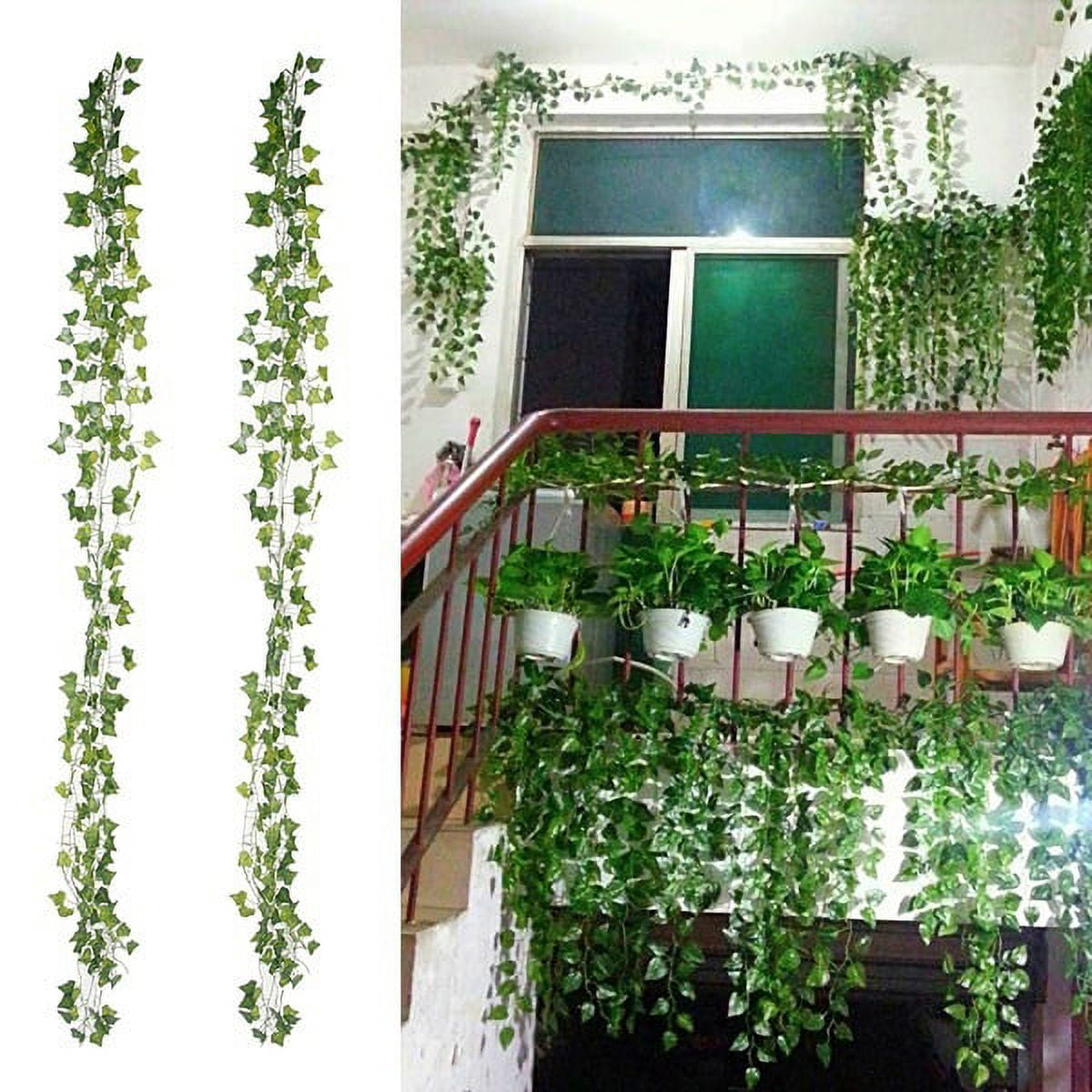 Flojery 78Ft 12pcs Silk Artificial Ivy Vine Hanging Leaves Plant Greenery  Decor Party Home Garden Wedding Wall Decor (Green)